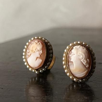 1940ǯ  륫ᥪ 󥰡Brass Shell Cameo Earrings