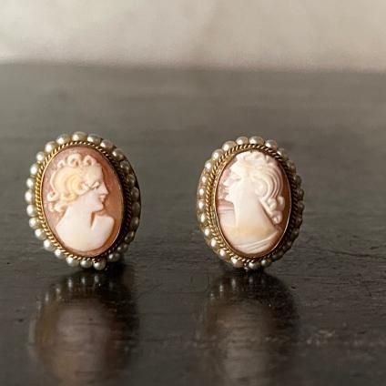 1940ǯ  륫ᥪ 󥰡Brass Shell Cameo Earrings