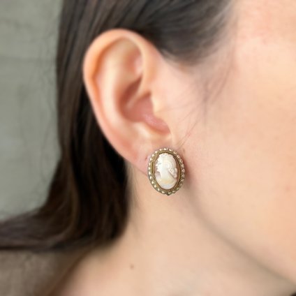 1940ǯ  륫ᥪ 󥰡Brass Shell Cameo Earrings