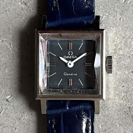 OMEGA GENEVE(オメガ ジュネーブ)カットガラス ネイビー文字盤 OMEGA GENEVE(オメガ ジュネーブ)カットガラス ネイビー文字盤