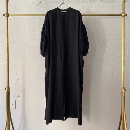 suzuki takayuki  puff-sleeve shirt dress （スズキタカユキ パフスリーブシャツドレス）Black