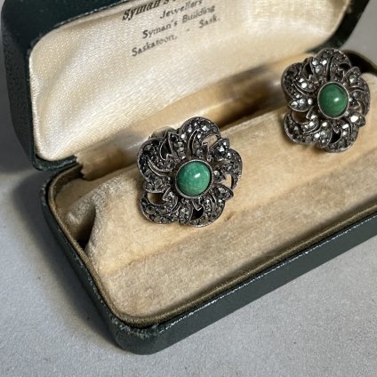 ơ С ޡ ե 󥰡Vintage Silver Marcasite flower Earrings