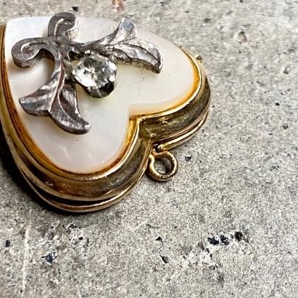 1910-30ǯ ᥿  ϡ å ڥȥȥåסMetal Shell Heart Locket Pendant Top