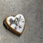 1910-30ǯ ᥿  ϡ å ڥȥȥåסMetal Shell Heart Locket Pendant Top