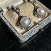 ơ С ޡ ѡ 󥰡Vintage Silver Marcasite Pearl earrings