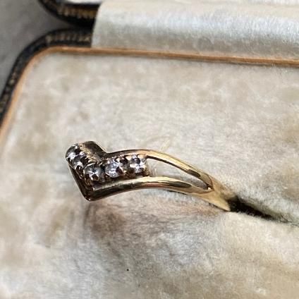 ヴィンテージ 9Kゴールド ガラス リング（9KYG Glass Ring