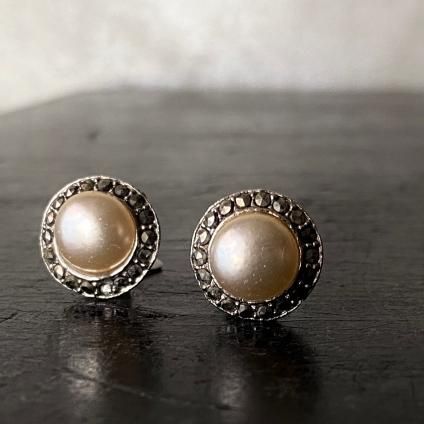 1940ǯ ޡ ᥿ 饹ѡ 󥰡Marcasite Metal Glass Earrings