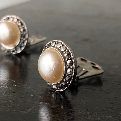 1940ǯ ޡ ᥿ 饹ѡ 󥰡Marcasite Metal Glass Earrings