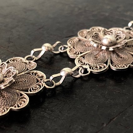 1900-30ǯ С եꥰ꡼ ֥쥹åȡ1900-30's Silver Filigree Bracelet