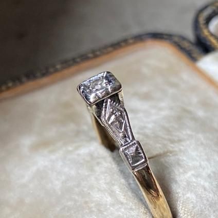 1920-30年代 18K ゴールド プラチナ ダイヤモンド リング(18KYG 1920-30年代 18K ゴールド プラチナ ダイヤモンド リング(18KYG