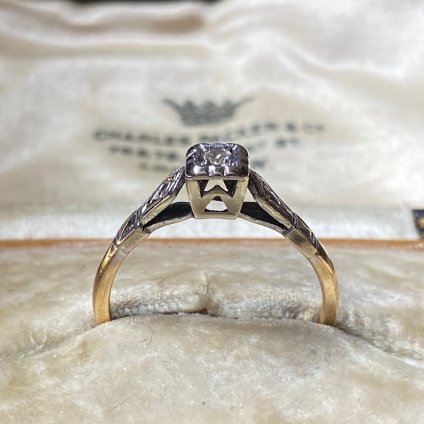 1920-30ǯ 18K  ץ  󥰡18KYG Platinum Diamond Ring