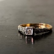 1920-30年代 18K ゴールド プラチナ ダイヤモンド リング（18KYG Platinum Diamond Ring）