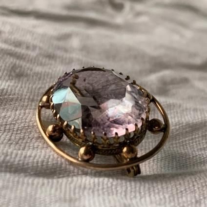 1910ǯ 9K ᥷ ֥9KYG Amethyst Brooch