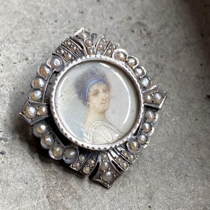 ȥꥢ С ѡ ߥ˥塼 ֥Silver Pearl Miniature Brooch