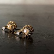 ヴィクトリアン 18K ゴールド ダイヤモンド パール ピアス（Victorian 18KYG Diamond Earrings）