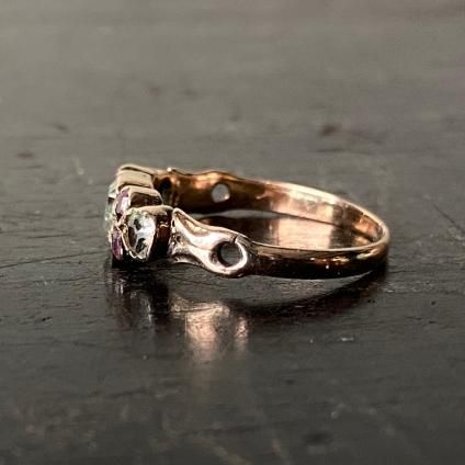 Victorian 12K  륳 ӡ ͥåȥ󥰡Victorian 12KYG Zircon Ruby Garnet Ring