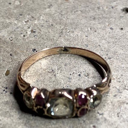ȥꥢ 12K  륳 ӡ ͥåȥ󥰡Victorian 12KYG Zircon Ruby Garnet Ring