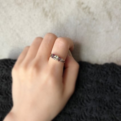ȥꥢ 12K  륳 ӡ ͥåȥ󥰡Victorian 12KYG Zircon Ruby Garnet Ring