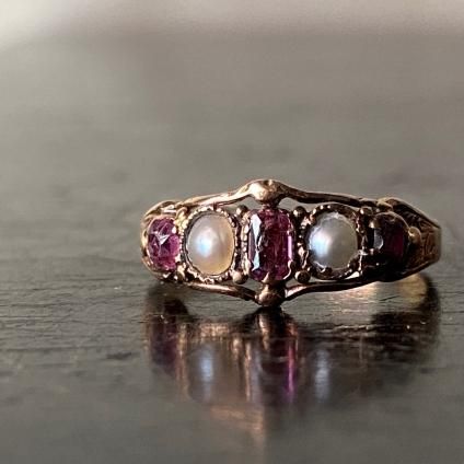 ȥꥢ 15K  ӡ ѡ 󥰡Mid-Victorian 15KYG Ruby Pearl Ring