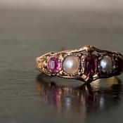 ȥꥢ 15K  ӡ ѡ 󥰡Mid-Victorian 15KYG Ruby Pearl Ring