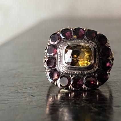 硼 9K С 륳 ͥå 󥰡9KYG Silver Zircon Garnet Ring