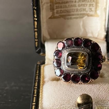 Antique 9K С 륳 ͥå 󥰡Antique 9KYG Silver Zircon Garnet Ring