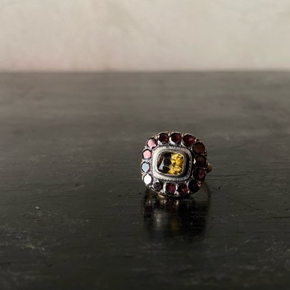 硼 9K С 륳 ͥå 󥰡9KYG Silver Zircon Garnet Ring