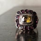 Antique 9K С 륳 ͥå 󥰡Antique 9KYG Silver Zircon Garnet Ring