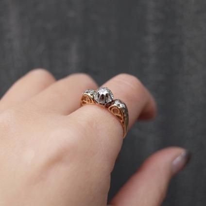 1900 - 1920ǯ 18  󥰡18KYG Diamond Ring