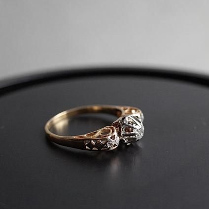 アンティーク 18金ゴールド ダイヤモンドリング アンティークジュエリー アンティークリング ゴールド