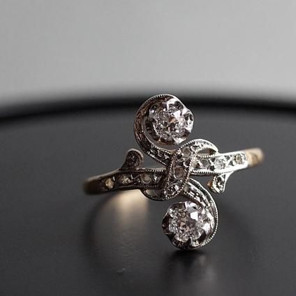  ץ  ȥ泌⥢ 󥰡YG Plutinum Diamond Toi et Moi Ring
