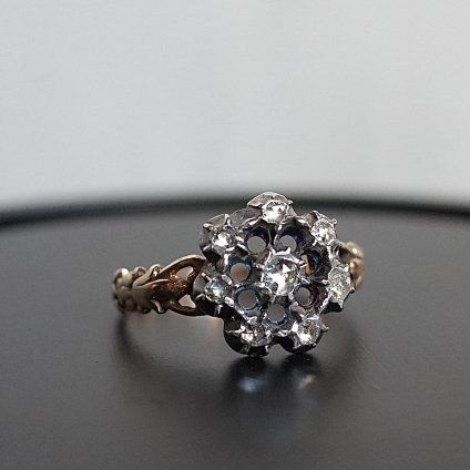   饹󥰡YG Silver Diamond Cluster Ring