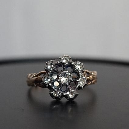   饹󥰡YG Silver Diamond Cluster Ring