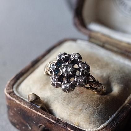  饹󥰡YG Silver Diamond Cluster Ring