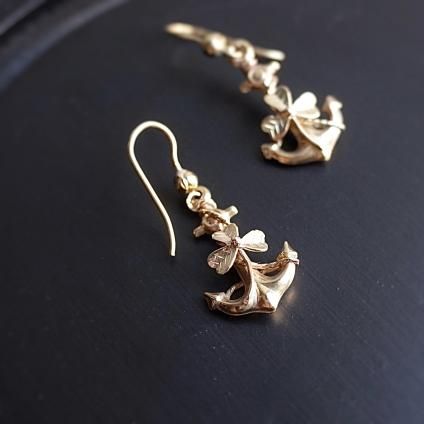 ƥ 9  С ԥAntique 9KYG Anchor Clover Earrings
