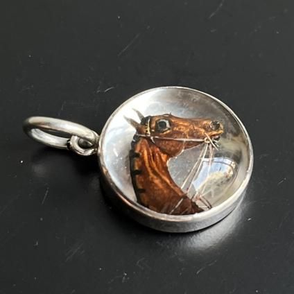 ȥꥢ å ꥹ С ۡ ڥȥȥåסVictorian Essex Crystal Silver Horse Pendant Top