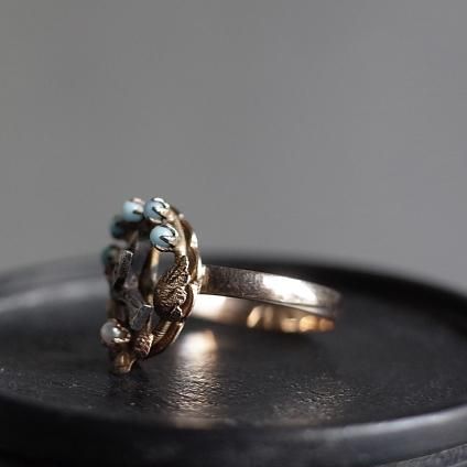 ̡ܡ 9K С ѡ Ļ 󥰡Art Noueveau 9KYG Silver Pearl Bird Ring