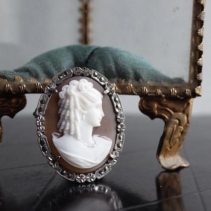 1940-50ǯ ᥪ С ޡ ڥ ֥1940-50's Cameo Silver Marcasite Pendant Brooch