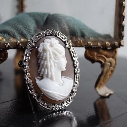 1940-50ǯ ᥪ С ޡ ڥ ֥1940-50's Cameo Silver Marcasite Pendant Brooch