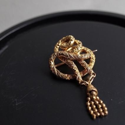 ȥꥢ-ǥ  ᥿ å ֥Victorian-Art Deco Gold Metal Tassel Brooch