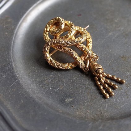 ȥꥢ-ǥ  ᥿ å ֥Victorian-Art Deco Gold Metal Tassel Brooch