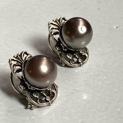 1940ǯ 륤졼 饹ѡ륤 ֥饦ѡץFrench Louis Rousselet Glass Pearl Earrings