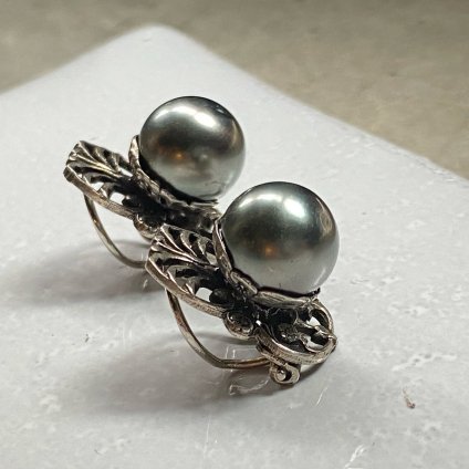 1940ǯ 륤졼 饹ѡ  ⡼꡼French Louis Rousselet Glass Pearl Earrings