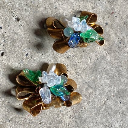 1940ǯ ե ޥɥ졼̡ 饹 ܥ 󥰡French Madeleine Riviere Glass Earrings