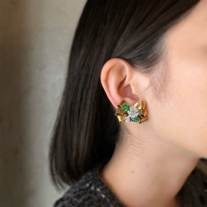 1940ǯ ե ޥɥ졼̡ 饹 ܥ 󥰡French Madeleine Riviere Glass Earrings