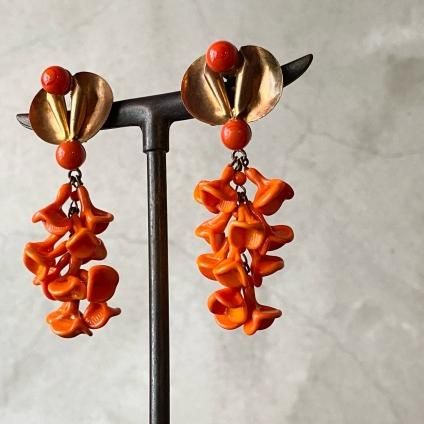 1940ǯ ե ޥɥ졼̡ 饹 ե󥸥 󥸡French Madeleine Riviere Glass Earrings