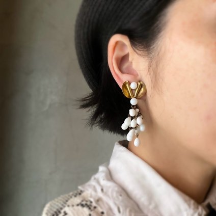 1940ǯ ե ޥɥ졼̡ 饹 ե  ۥ磻ȡFrench Madeleine Riviere Glass Earrings
