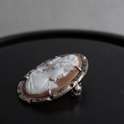 ơ ᥪ С ޡ ڥ ֥Vintage Cameo Silver Marcasite Pendant Brooch