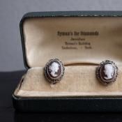 1940-50ǯ С եꥰ꡼ ᥪ  󥰡40-50's Silver Filigree Cameo Shell Earrings