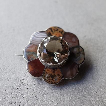 ȥꥢ С ȥ  ե ֥Victorian Silver Citrine Agate Brooch